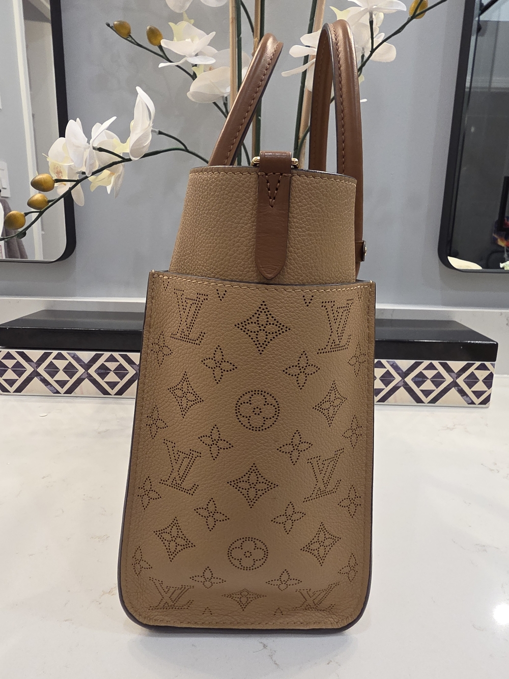 Louis Vuitton Tan and Brown Leather Satchel with Gold Hardware - Picture 3 of 15